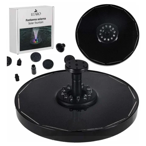 Fontanna solarna LUARO do oczka wodnego ogrodowa pompa pływająca LED RGB 16cm