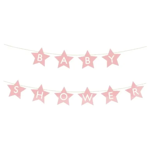 Baner napis na baby shower gwiazdki jasnoróżowe 290cm x 16