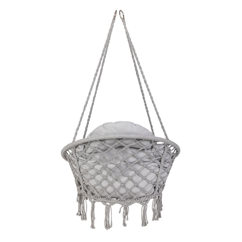 Huśtawka ogrodowa LUARO bocianie gniazdo z poduszką XXL szare 80cm 150kg - obrazek 3