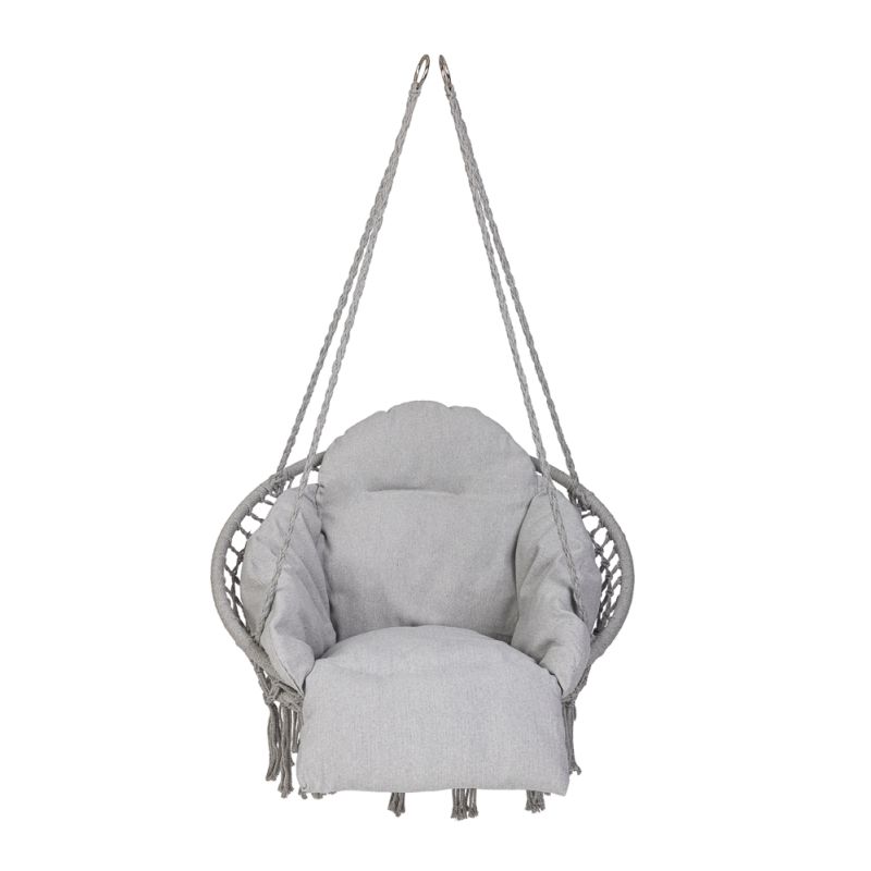 Huśtawka ogrodowa LUARO bocianie gniazdo z poduszką XXL szare 80cm 150kg