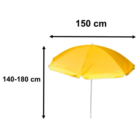 Parasol ogrodowy plażowy regulowany łamany składany UV 150cm żółty