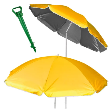 Parasol ogrodowy plażowy regulowany łamany składany UV 150cm żółty