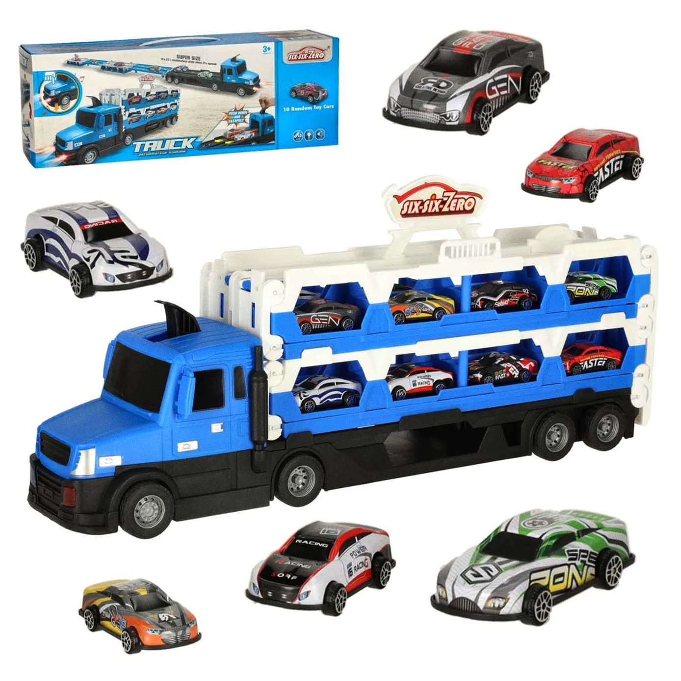 TIR Laweta samochód transporter pojazd składany XXL 10 aut niebieski - obrazek 9