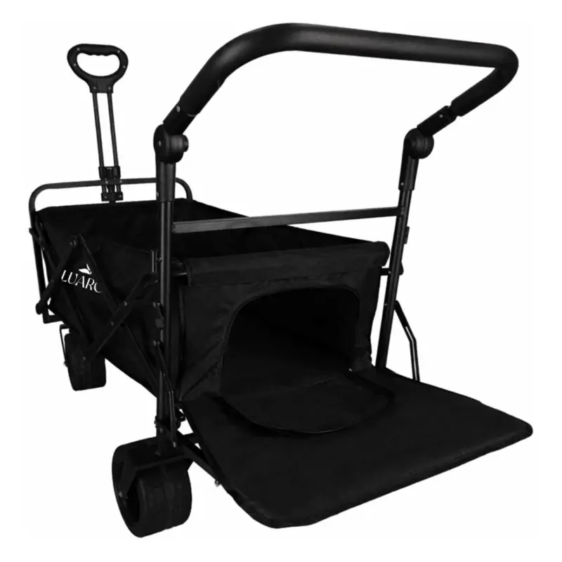 Wózek transportowy LUARO plażowy składany z daszkiem i siatką czarny 120L - obrazek 15