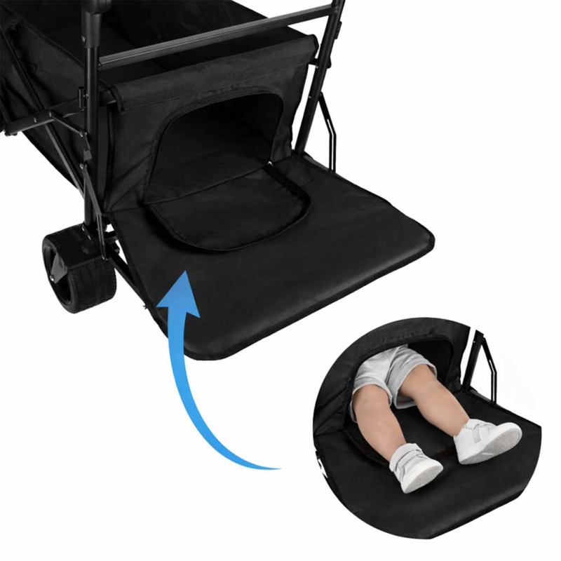 Wózek transportowy LUARO plażowy składany z daszkiem i siatką czarny 120L - obrazek 17