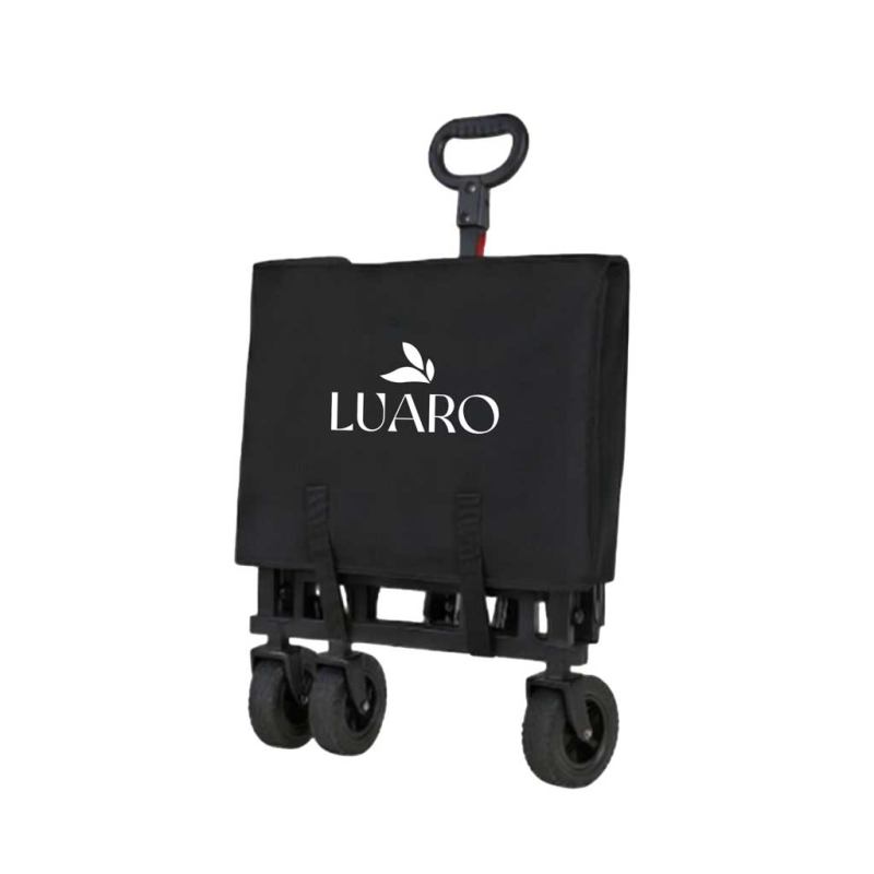 Wózek transportowy LUARO plażowy składany z daszkiem i siatką czarny 120L - obrazek 6