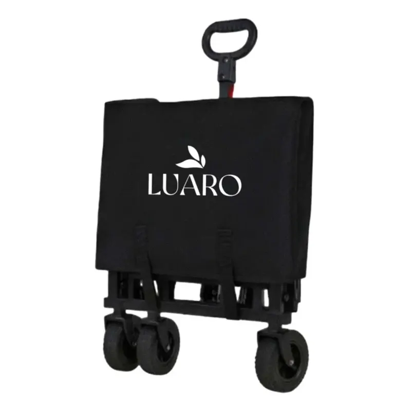 Wózek transportowy LUARO plażowy składany z daszkiem i siatką czarny 120L - obrazek 6