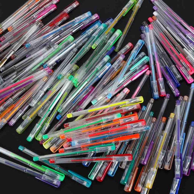 Długopisy żelowe kolorowe w etui 100 sztuk + 100 wkładów - obrazek 11