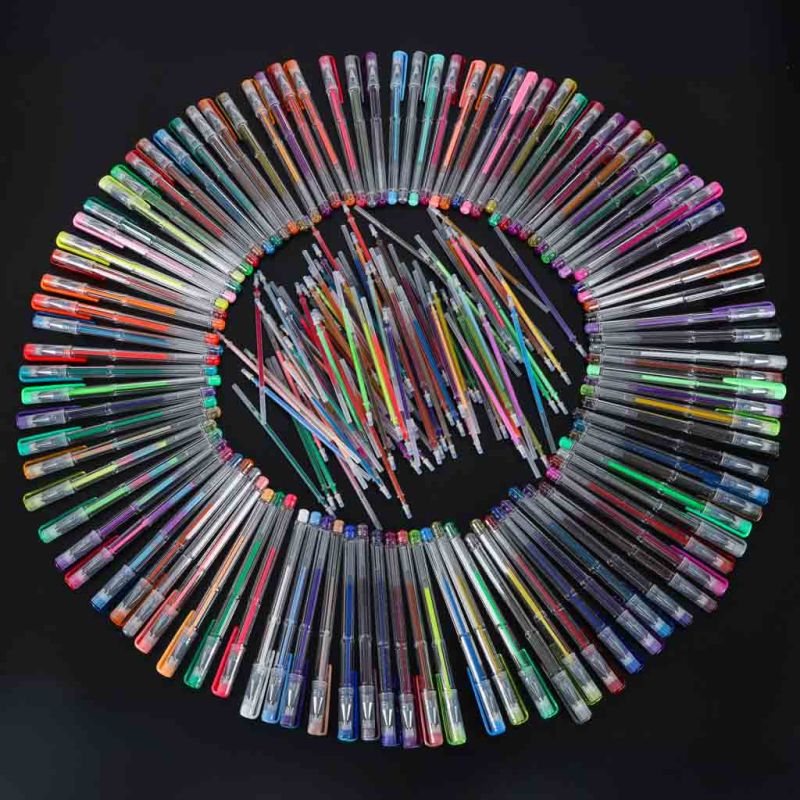 Długopisy żelowe kolorowe w etui 100 sztuk + 100 wkładów - obrazek 13