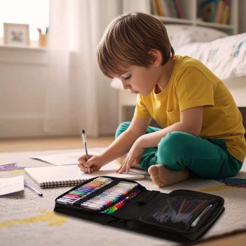 Długopisy żelowe kolorowe w etui 100 sztuk + 100 wkładów - obrazek 14