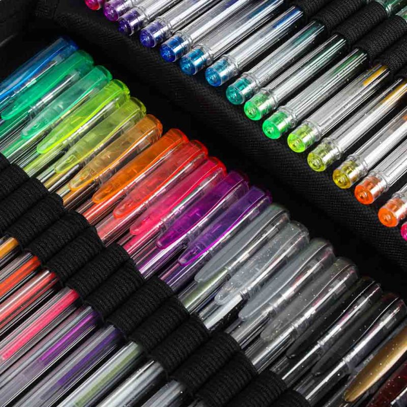 Długopisy żelowe kolorowe w etui 100 sztuk + 100 wkładów - obrazek 8