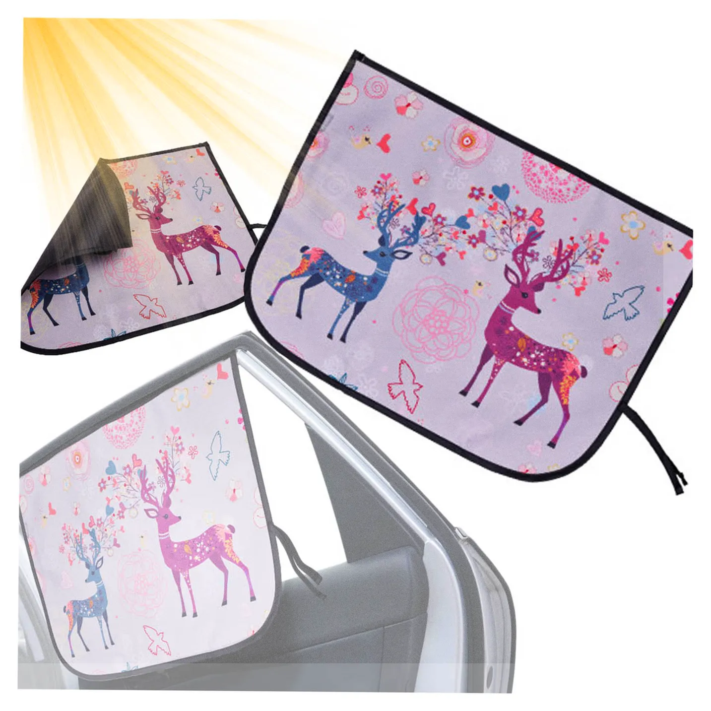 Osłona Zaslona szyby do auta kurtyna magnetyczna przeciwsłoneczna jelenie