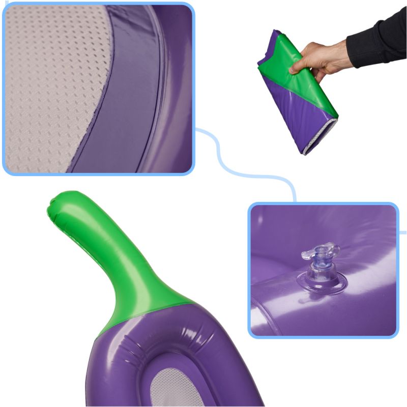 Materac dmuchany siateczkowy do pływania na basen wodę bakłażan XXL 240cm - obrazek 3