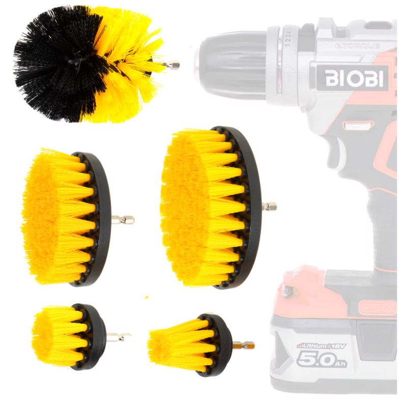 Szczotki na wiertarkę wkrętarkę sprzątające czyszczące wielozadaniowe zestaw 5 sztuk - obrazek 6