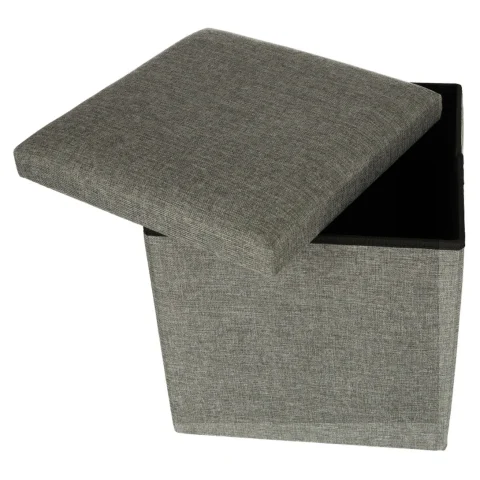 Pufa składana ze schowkiem otwierana do siedzenia podnóżek szary 38x38x38cm