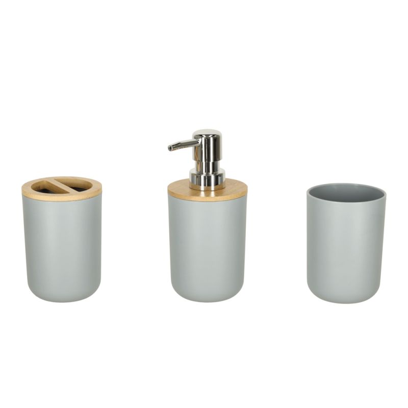 Zestaw łazienkowy szczotka do WC dozownik mydła mydelniczka kubek 6 elementów szary - obrazek 2