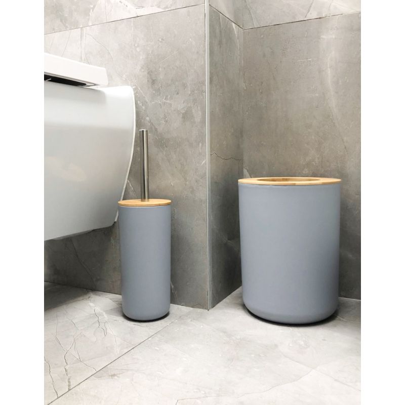 Zestaw łazienkowy szczotka do WC dozownik mydła mydelniczka kubek 6 elementów szary - obrazek 8