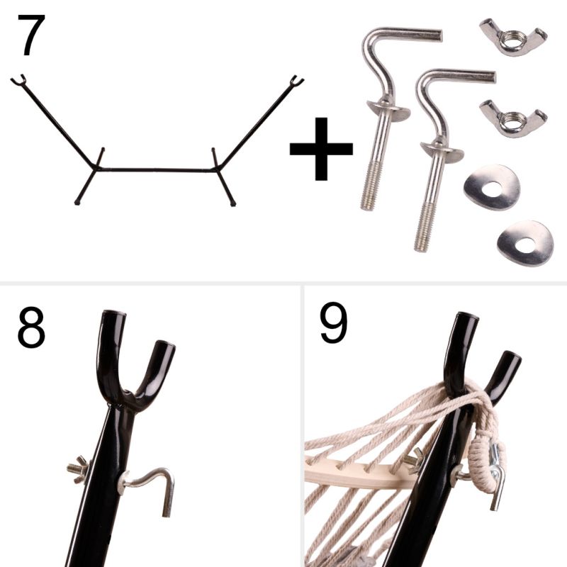 Hamak ze stelażem ogrodowy huśtawka stelaż stojak do hamaka duży mocny + pokrowiec 200cm 100kg - obrazek 7