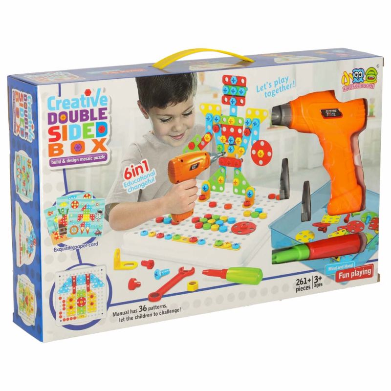 Wkrętarka wiertarka śrubki klocki konstrukcyjne zestaw majsterkowicza walizka 261 elementów - obrazek 16