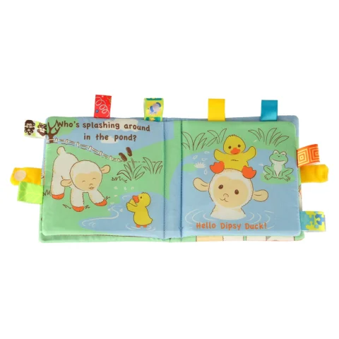 Książeczka sensoryczna książka dotykowa miękka metki owieczki