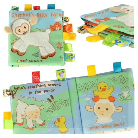 Książeczka sensoryczna książka dotykowa miękka metki owieczki