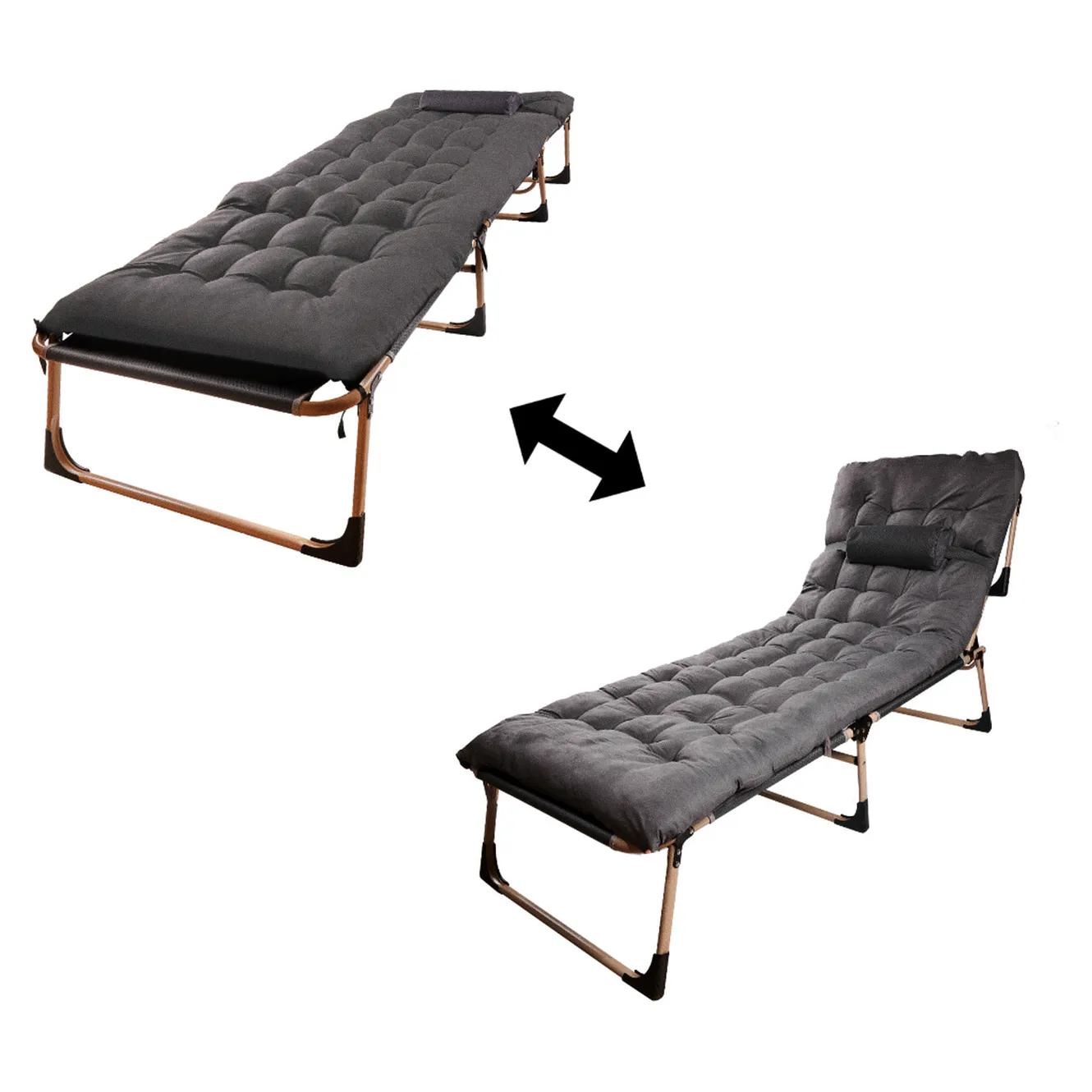 Łóżko polowe LUARO turystyczne składane leżak biznesowy 193 cm ciemny szary - obrazek 5