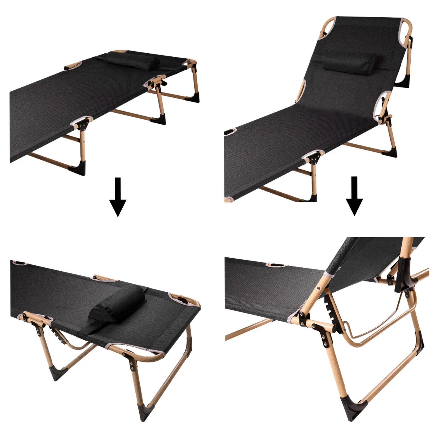 Łóżko polowe LUARO turystyczne składane leżak biznesowy 193 cm ciemny szary - obrazek 6