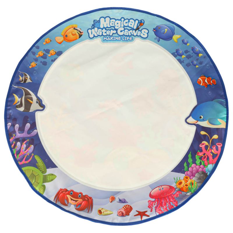 Mata wodna do malowania rysowania wodą mazaki pieczątki szablony wałek okrągła 80cm wodny świat - obrazek 2