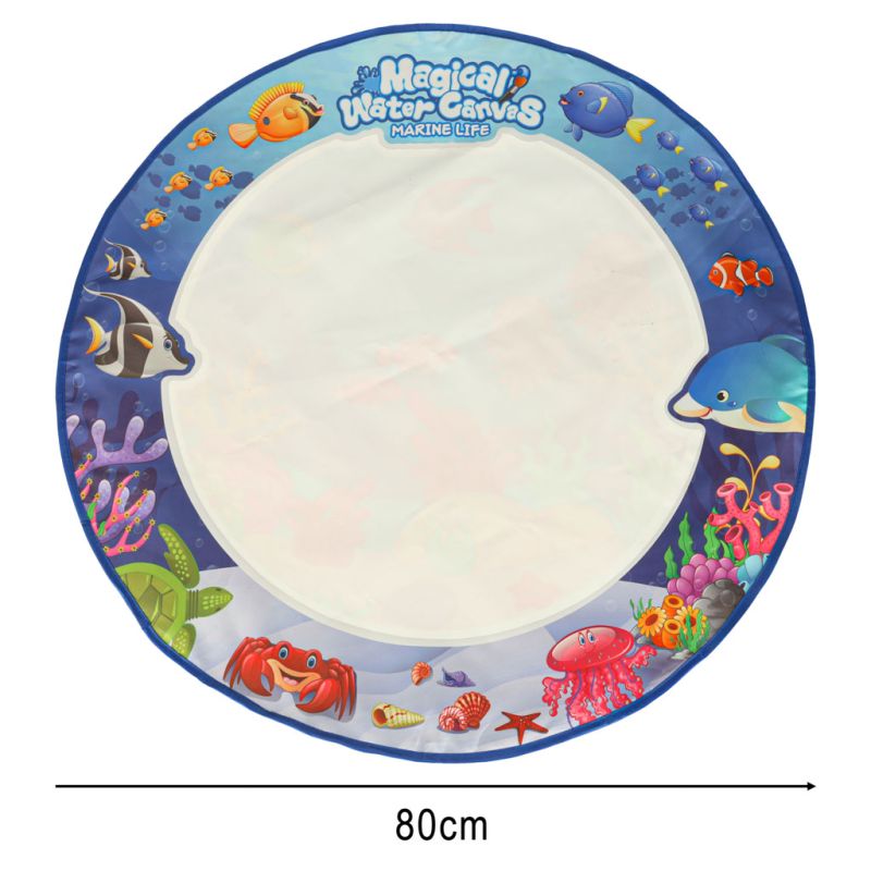 Mata wodna do malowania rysowania wodą mazaki pieczątki szablony wałek okrągła 80cm wodny świat - obrazek 13