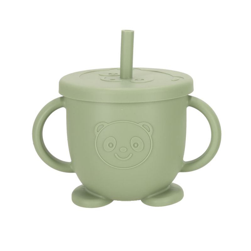 Naczynia silikonowe dla dzieci sowa zestaw 8 elementów zielone - obrazek 3