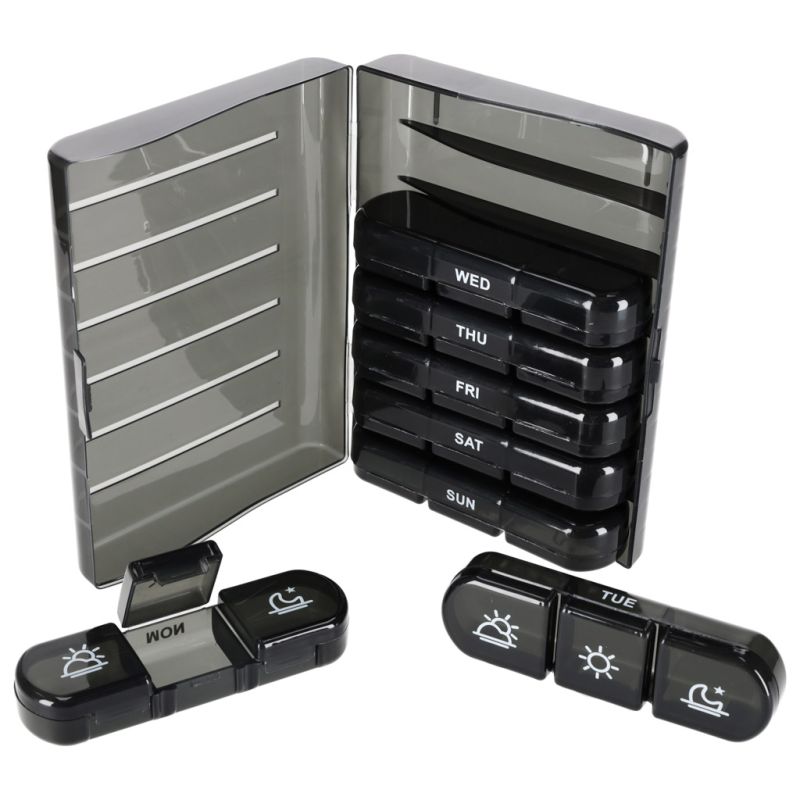 Pojemnik organizer na tabletki leki czarny - obrazek 5