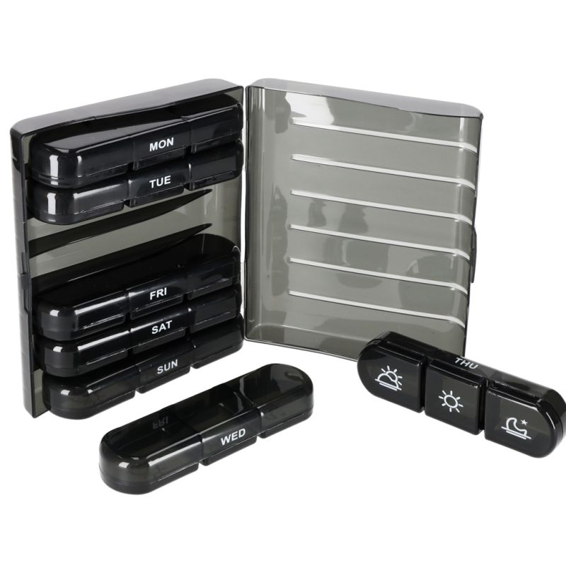 Pojemnik organizer na tabletki leki czarny - obrazek 9