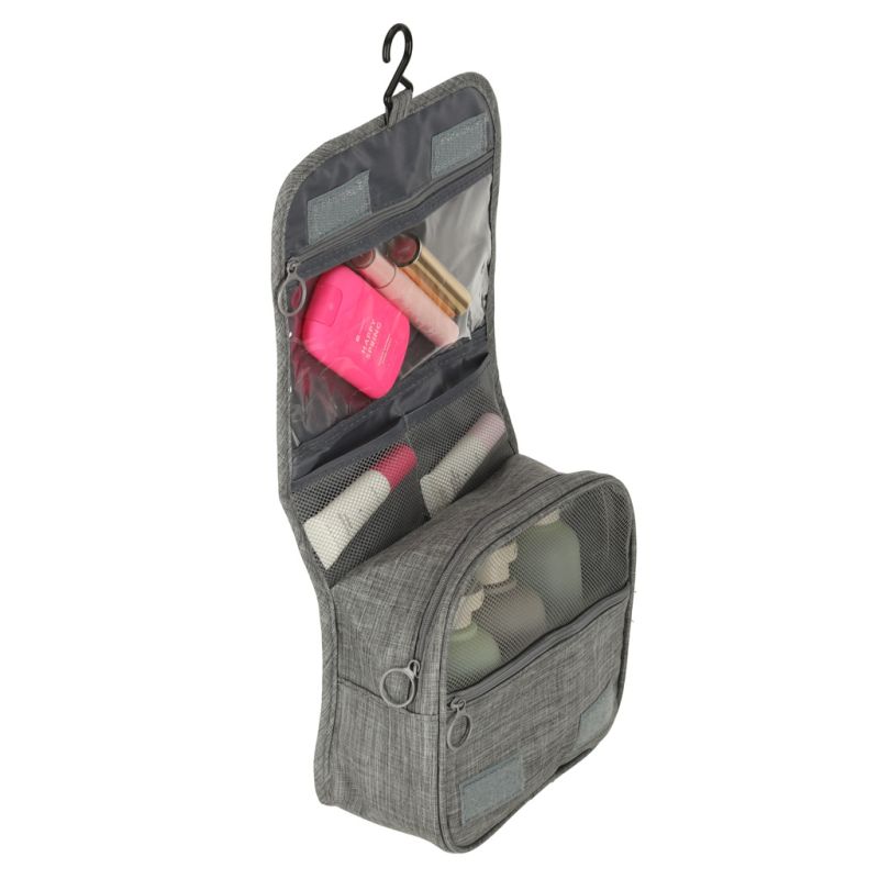 Kosmetyczka podróżna torba wisząca składana organizer na kosmetyki szara - obrazek 7