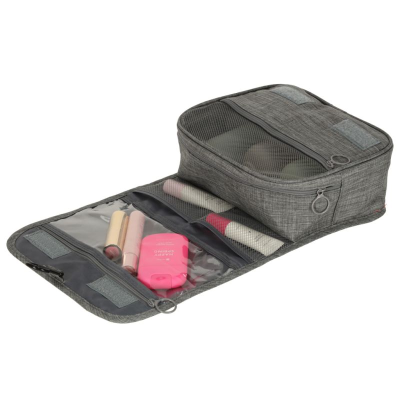 Kosmetyczka podróżna torba wisząca składana organizer na kosmetyki szara - obrazek 8