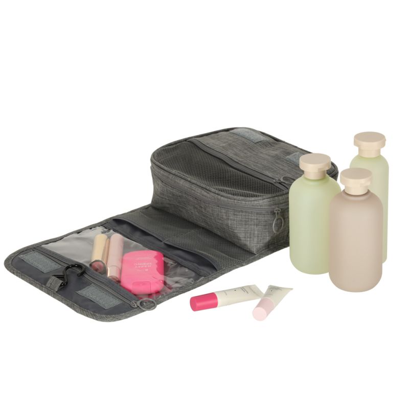 Kosmetyczka podróżna torba wisząca składana organizer na kosmetyki szara - obrazek 9