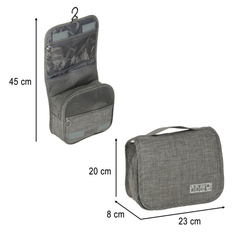 Kosmetyczka podróżna torba wisząca składana organizer na kosmetyki szara - obrazek 10