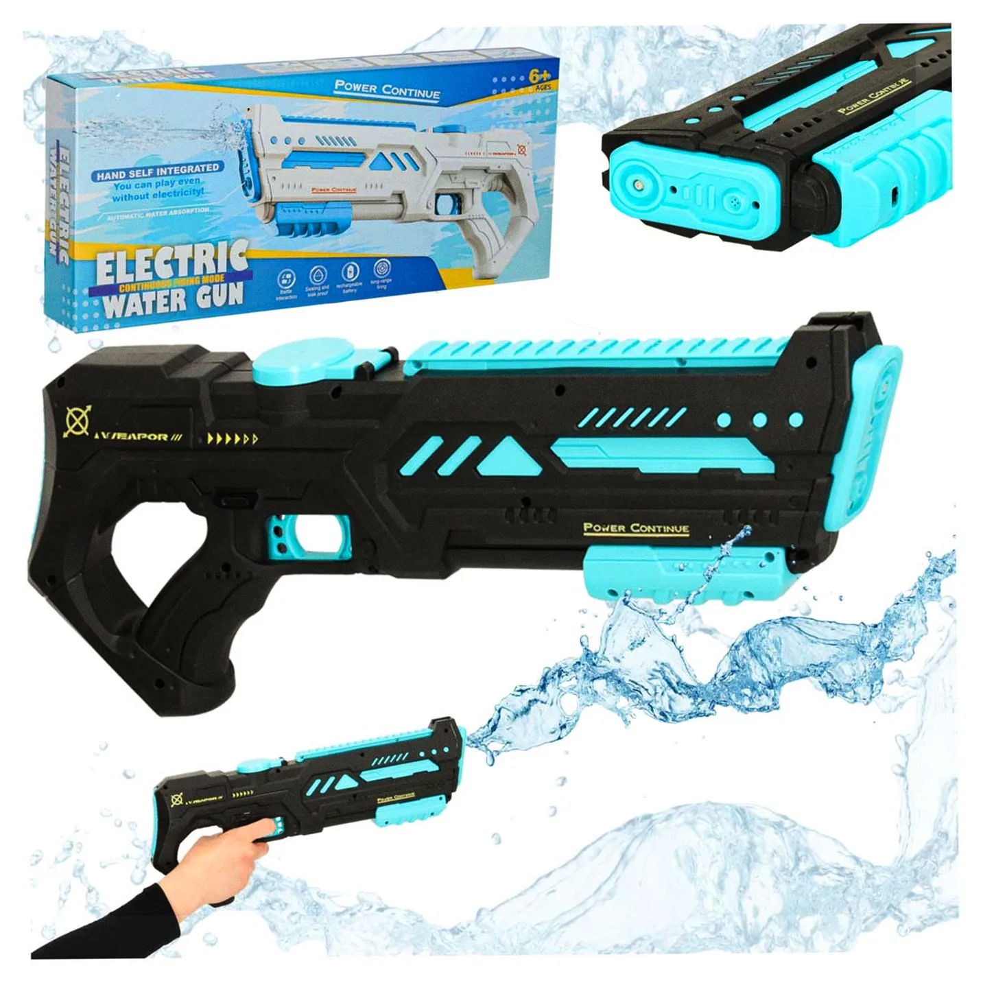 Pistolet karabin na wodę elektryczny mocny profesjonalny broń wodna dla dzieci czarny