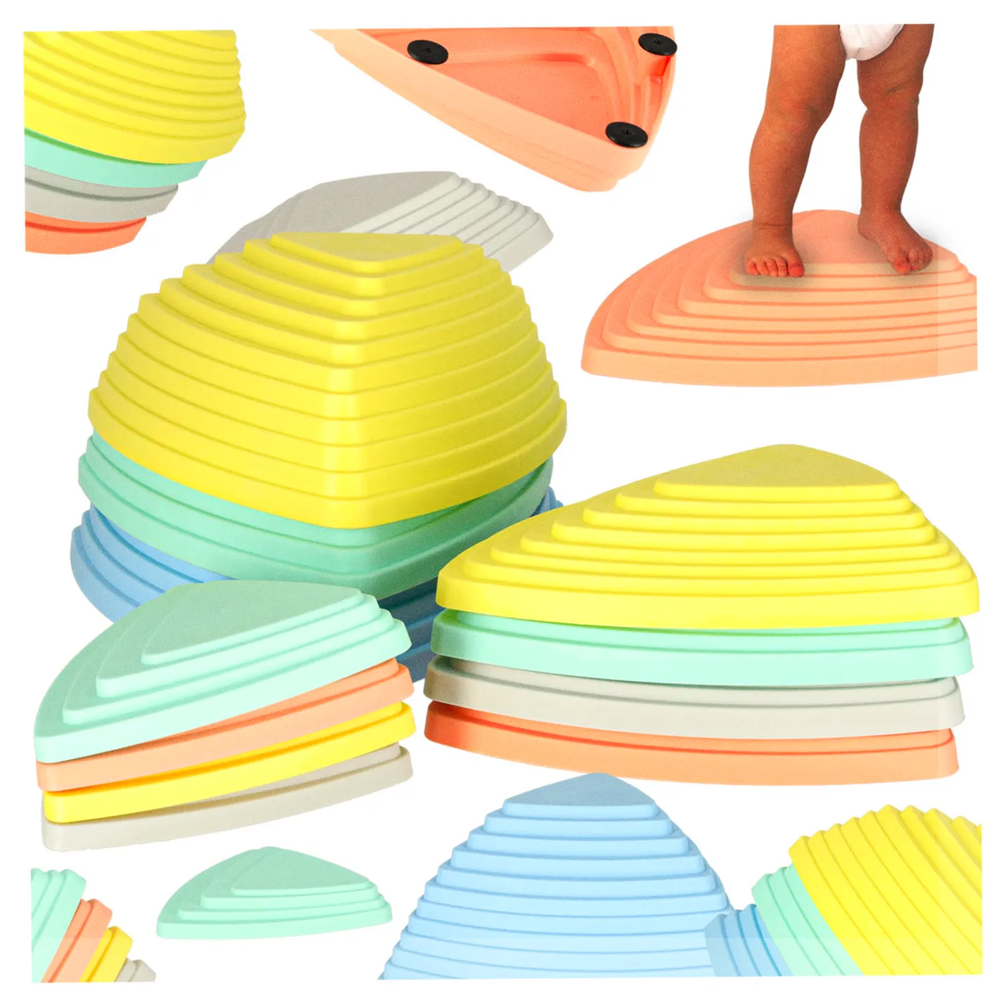 Ścieżka sensoryczna kamienie rzeczne do treningu równowagi podłoga to lawa gra 11 elementów pastelowa