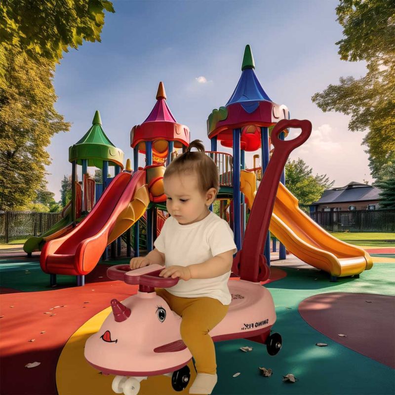 Jeździk grawitacyjny LED Swing FIX S1 skuter z rączką różowy max 65kg - obrazek 11