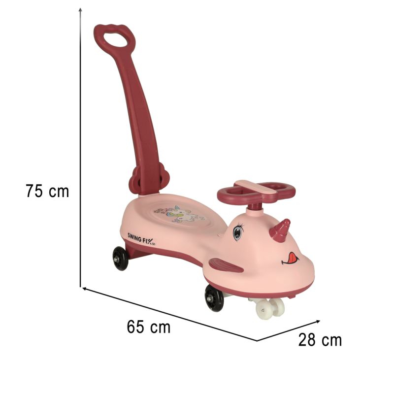 Jeździk grawitacyjny LED Swing FIX S1 skuter z rączką różowy max 65kg - obrazek 12