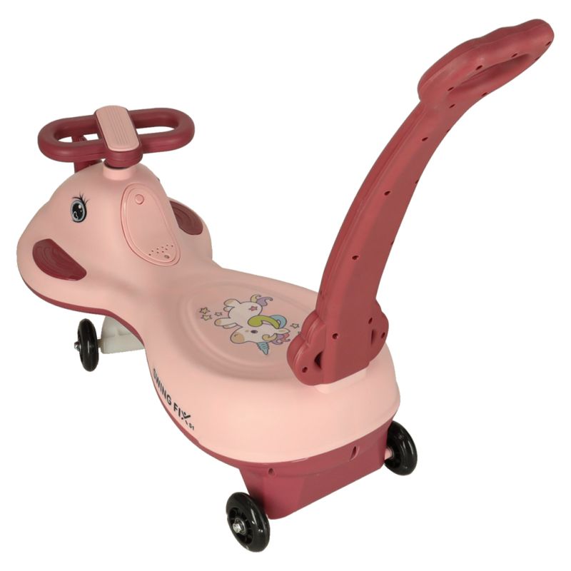 Jeździk grawitacyjny LED Swing FIX S1 skuter z rączką różowy max 65kg - obrazek 4