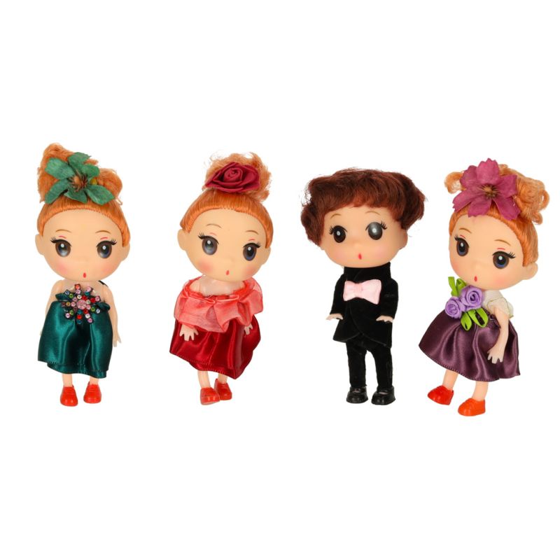 Lalka lalki do domku dla lalek 3 dziewczynki + 1 chłopczyk zestaw 4szt. 12cm - obrazek 2
