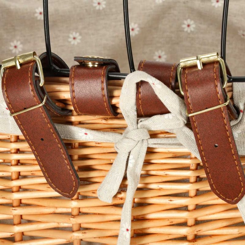 Koszyk wiklinowy na rower z kratką metalową transporter dla kota psa - obrazek 2