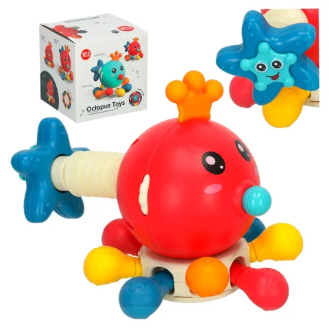 Zabawka sensoryczna gryzak dla niemowląt ośmiornica Bibi-inn czerwona