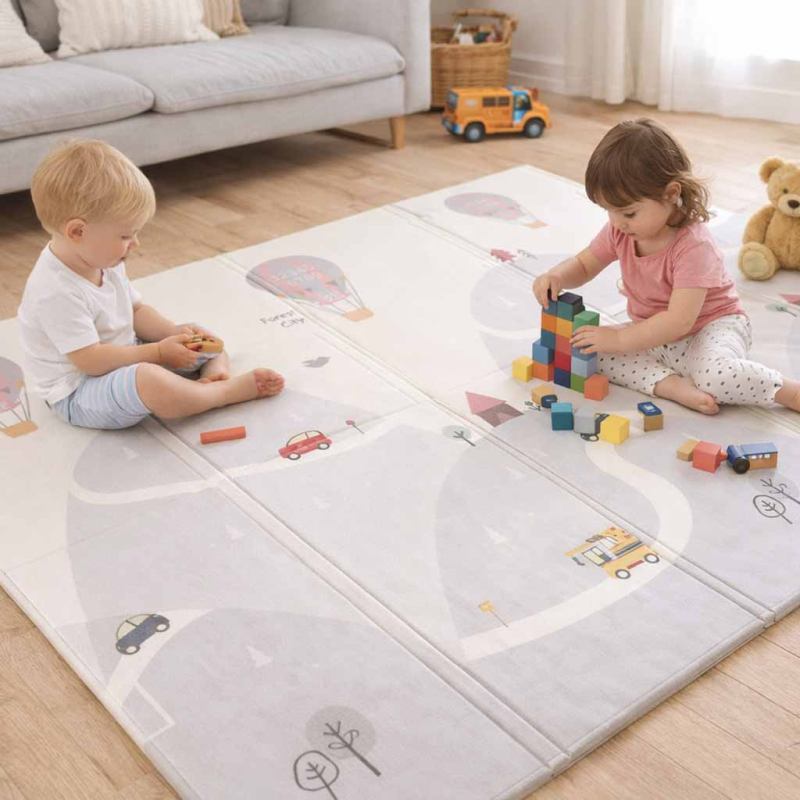 Mata edukacyjna piankowa dwustronna składana 150x200cm balony ulica - obrazek 10