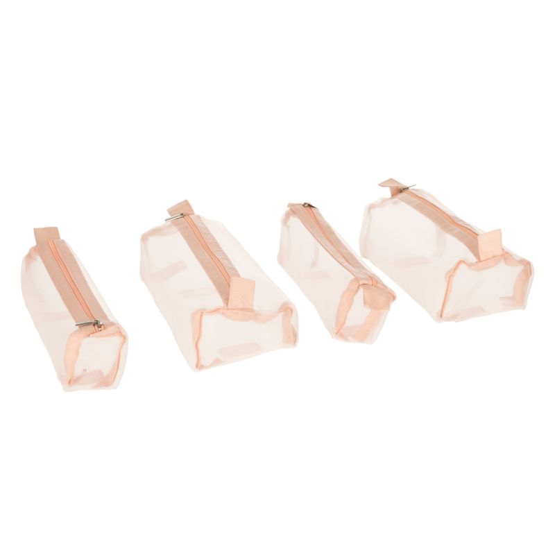 Kosmetyczka składana podróżna wypinana zwijana 4w1 duża pojemność przenośna różowa - obrazek 2