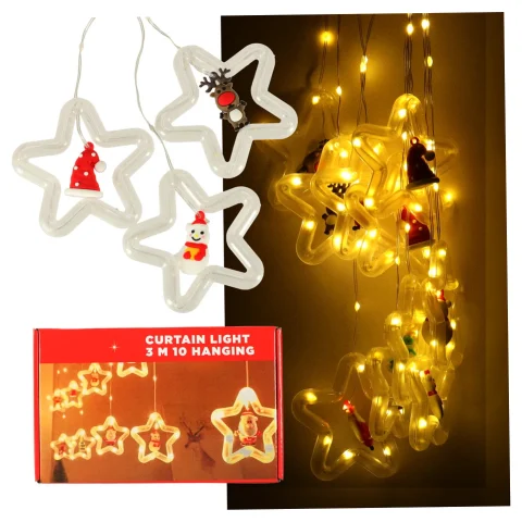 Kurtyna Led na okno girlanda gwiazdki świąteczna choinkowa 3 m 125 LED