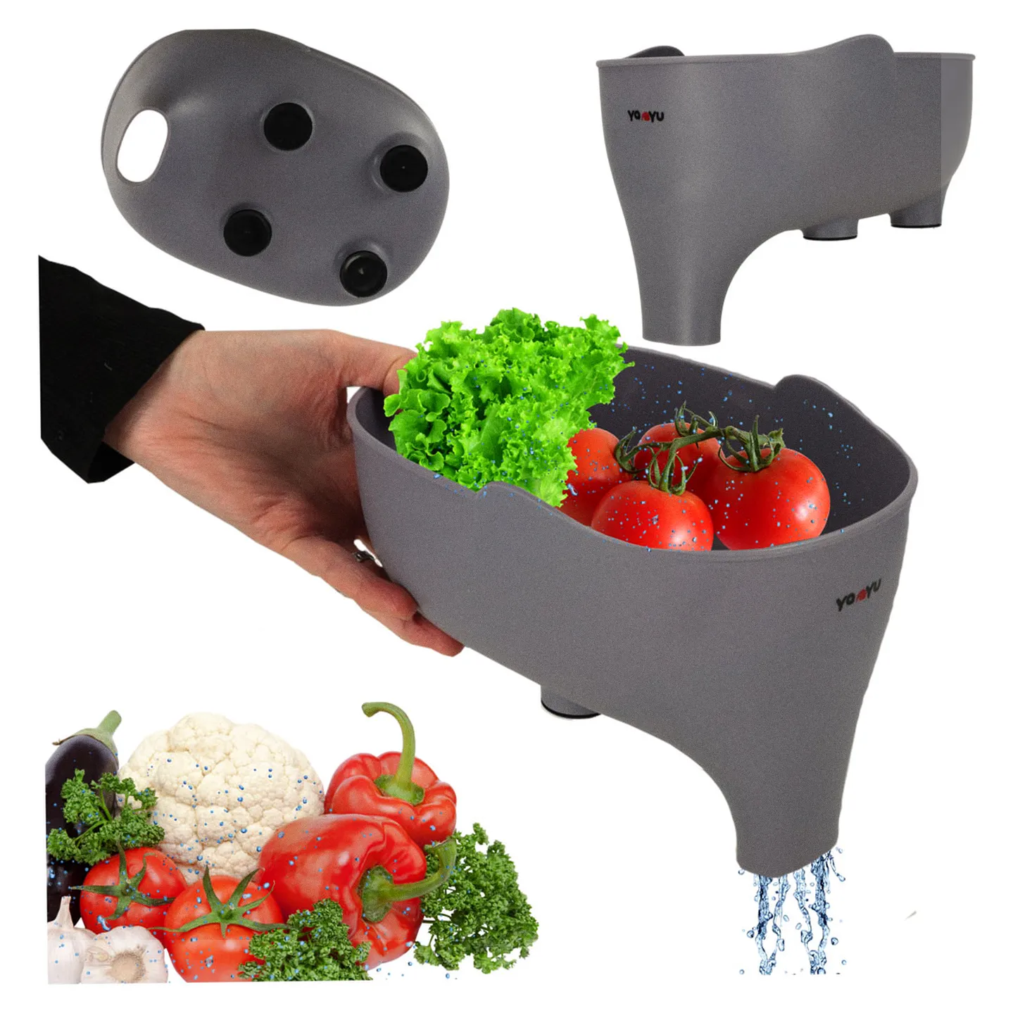 Sitko do zlewu durszlak ociekacz miska z lejkiem organizer kuchenny słonik