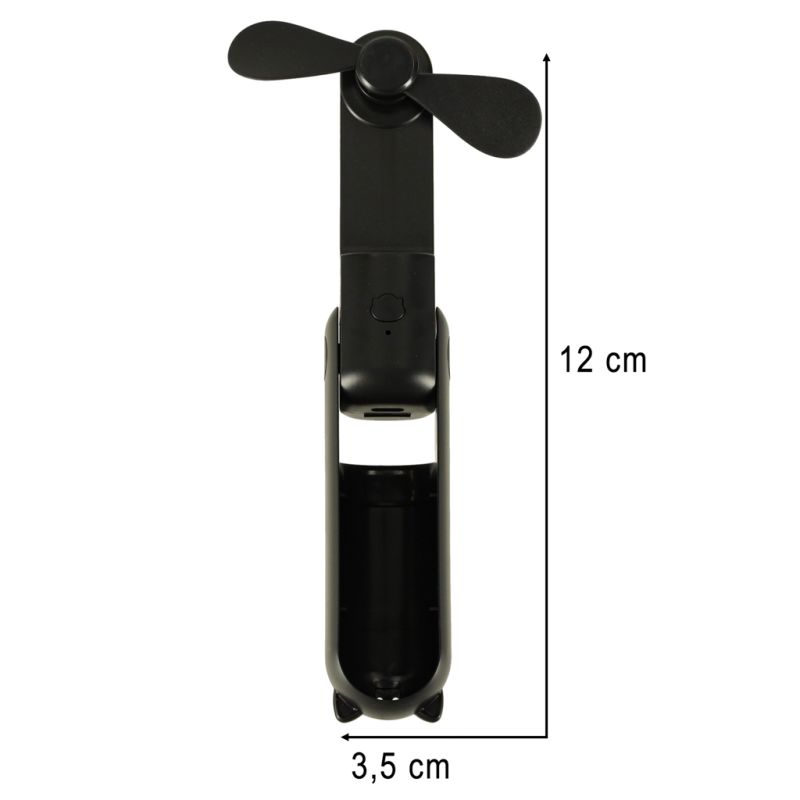 Wiatrak biurkowy wentylator mini ręczny składany wiatraczek przenośny USB czarny - obrazek 15