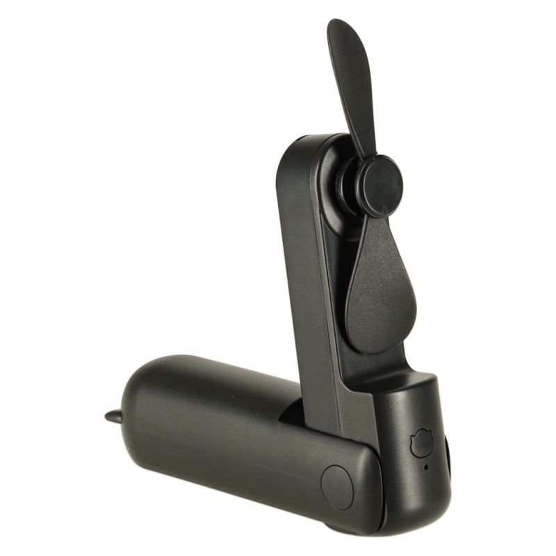 Wiatrak biurkowy wentylator mini ręczny składany wiatraczek przenośny USB czarny - obrazek 5